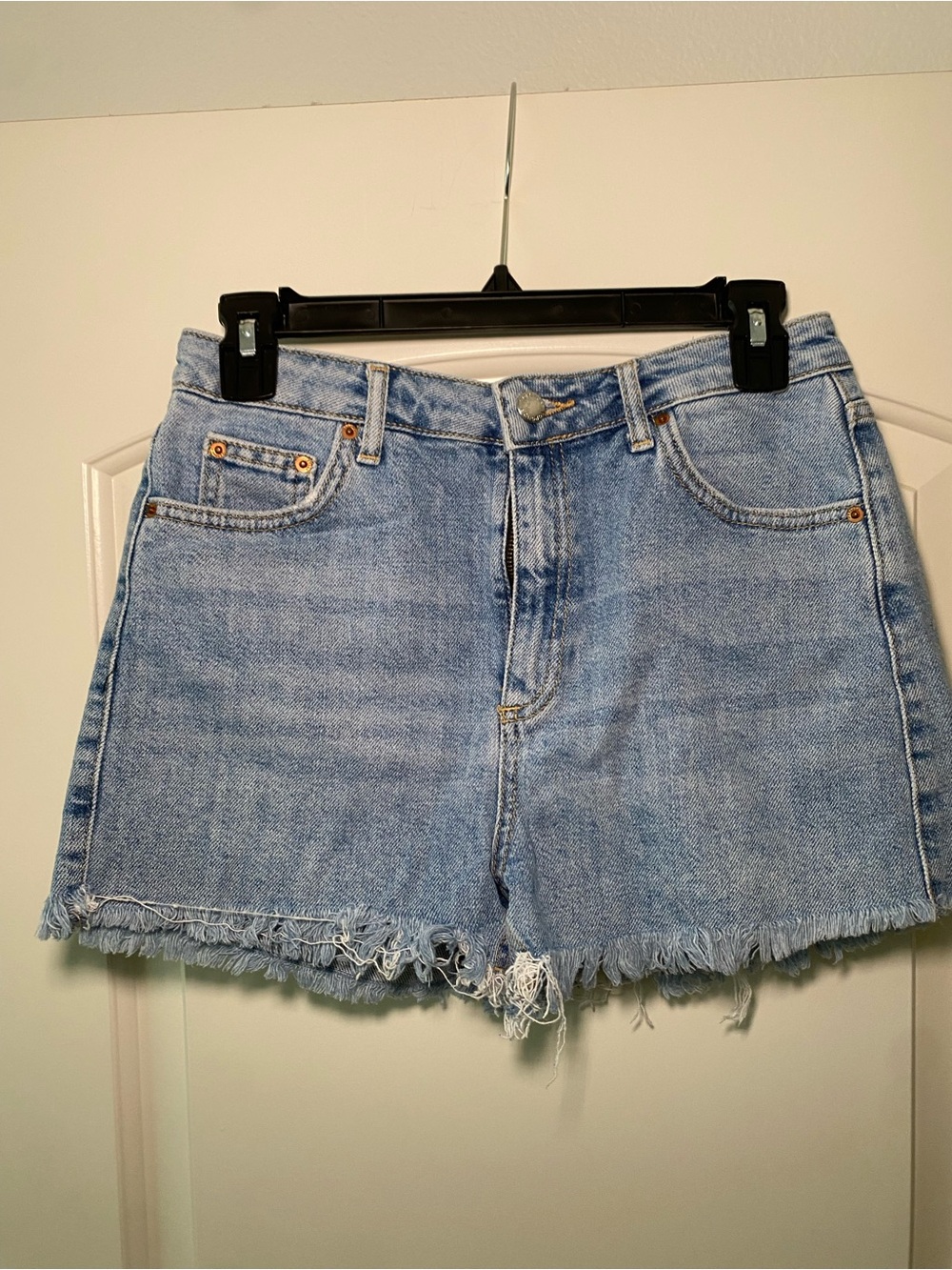 Topshop Mom High Waisted Denim Shorts Light Wash Size 10